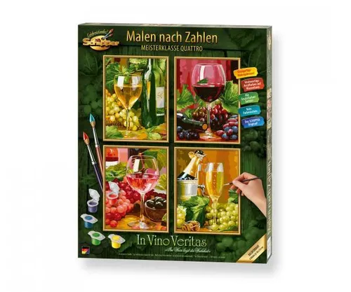 Schipper 609340610 Malen nach Zahlen, In Vino Veritas - Schreibutensilien - Vollständiges Set für kreative Erwachsene mit hochwertiger Leinwand und Acrylfarben, ideal für entspannendes Malen ohne Vorkenntnisse.