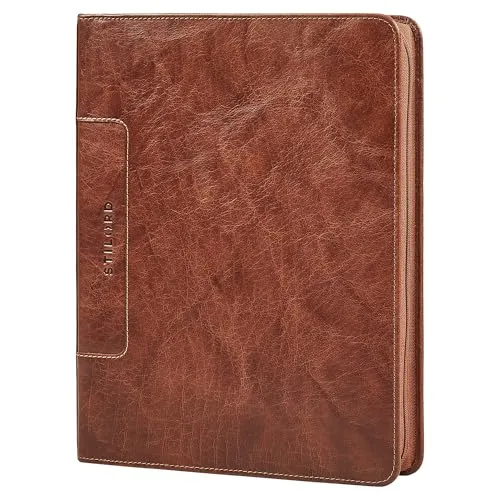 STILORD 'Don' Dokumentenmappe A4 aus Leder - Vintage Konferenzmappe mit Ringbuch - Elegante A4 Dokumentenmappe aus echtem Leder mit durchdachtem Design: Ringbuch, Tabletfach (11 Zoll) und zahlreiche Fächer für optimale Organisation im Büro oder bei Konferenzen.