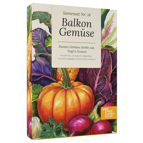 Magic Garden Seeds - Balkongemüse Saatgut-Box - 9 Sorten für Topf, Kasten & Urban Gardening - frisches Gemüse selber anbauen auf Balkon & Terrasse