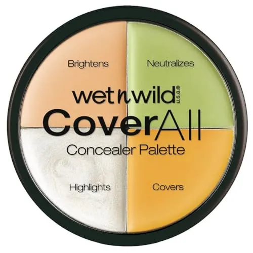Wet n Wild, CoverAll Concealer Palette, Concealer Palette mit leichter Formel für ein makelloses Finish, verdeckt Unreinheiten, leichtes Applizieren und Mischen für das Verdecken von Unreinheiten