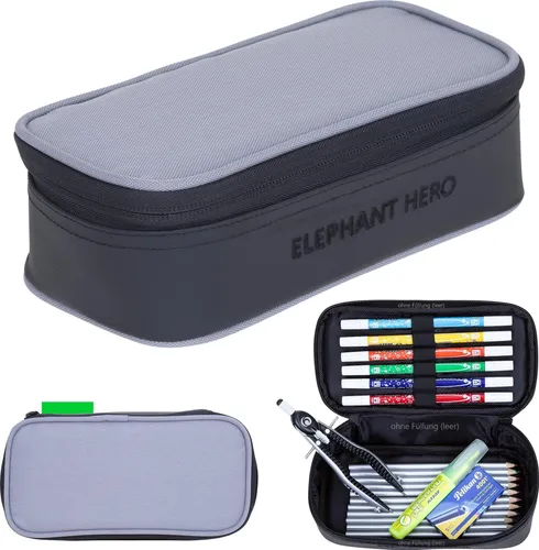 Mäppchen Box Schülermäppchen Elephant Hero Signature Federmäppchen Federtasche Pennal Stiftebox pencilcase Large Jungen 13044 Color Block Grau Grün