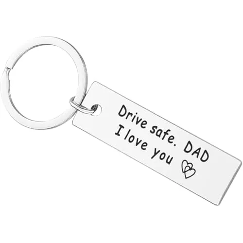 Tecreo Drive Safe Dad Schlüsselanhänger I Love You Schlüsselanhänger Vater Geschenk Fahrer Geburtstag Geschenke für Papa Geschenke