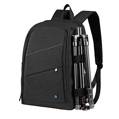 König Design Kamerarucksack Rolltop Fotorucksack Wasserdicht Robuste Rucksack für Spiegelreflexkamera Canon Nikon Sony Fujifilm Olympus und 15,6 Zoll Laptop (Schwarz)
