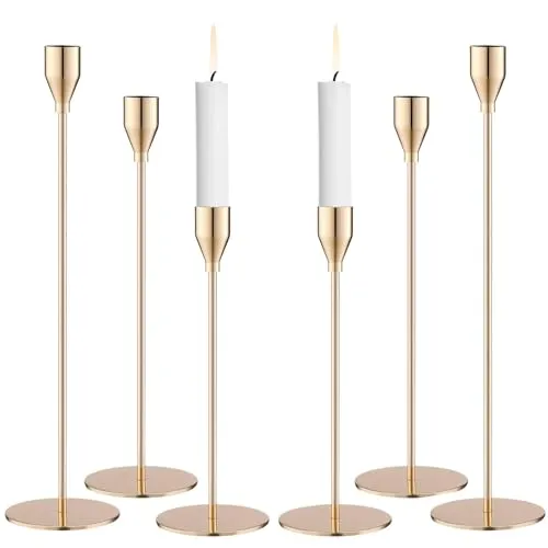 Kerzenständer Gold,6 Stück Kerzenständer Stabkerzen,33/28/23CM Stabkerzenhalter,Metall Kerzenhalter Stabkerzen,für Party,Hochzeits,Tischdekorationen,Heimdekorationen