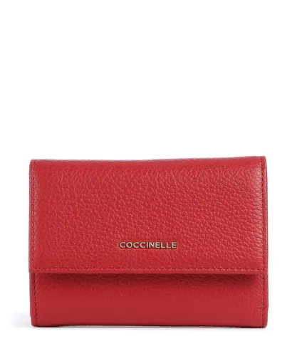 Coccinelle Leder Geldbörse Metallic Soft Wallet Grainy Leather Scarlet rot