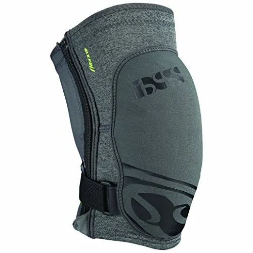 iXS Sports Division Flow Zip Knieprotektor, Grey, M - Fahrradbekleidung mit seitlichem Reißverschluss für einfaches An- und Ausziehen ohne Schuhe auszuziehen, aus hochwertigem AeroMesh-Gewebe für optimale Festigkeit und Komfort.