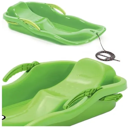 Kunststoff-Schlitten „Race S“ mit Bremsen – Grün für Kinder - Der grüne Kunststoff-Schlitten „Race S“ bietet Sicherheit und Komfort für rasante Abfahrten. Aus robustem Material gefertigt und mit Handbremse ausgestattet, ist er ideal für unvergessliche Winterabenteuer.