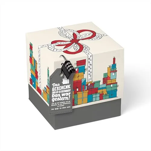 SURPRISA Geschenkbox, Rätselbox Geldgeschenke Verpackung, Geburtstagsgeschenk für Frauen, Geschenkrätsel, Größe M (16cm)