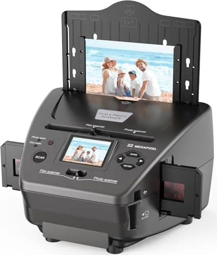 DigitPro Film- und Foto-Scanner mit 2,4-Zoll-LCD - Digitalisieren Sie Ihre Fotos und Negative einfach mit dem DigitPro Scanner. Der 22 MP Scanner bietet eine schnelle und benutzerfreundliche Bedienung ohne PC, ideal für die schnelle Umwandlung in digitale Bilder.