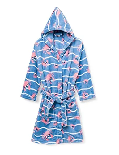 Playshoes Unisex Kinder Fleece-Bademantel Krebs, 146/152 - Bademäntel für Mädchen, flauschig weich und warm mit großer Kapuze, ideal für Schwimmbad oder Zuhause, inklusive praktischem Knopf im Halsbereich.