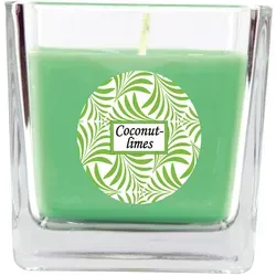 HS Candle Duftkerze im Glas - Duft-Schriftzug Viereck - 8cm x 7,5cm - Coconut - Limes
