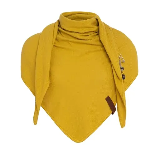 KNIT FACTORY Lola Dreieckstuch - Feingestrickter Damen Schal in Mango - Perfekter Schal für Frühling und Sommer, aus atmungsaktivem Baumwollmix. XXL-Größe für individuelle Drapierung, mit luxuriösem Festonrand und hochwertiger Verarbeitung.
