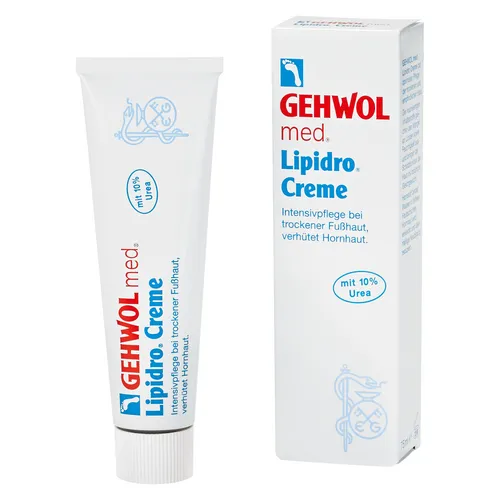 GEHWOL med Lipidro Creme mit 10 % Urea für trockener verhornter Fußhaut, 125 ml