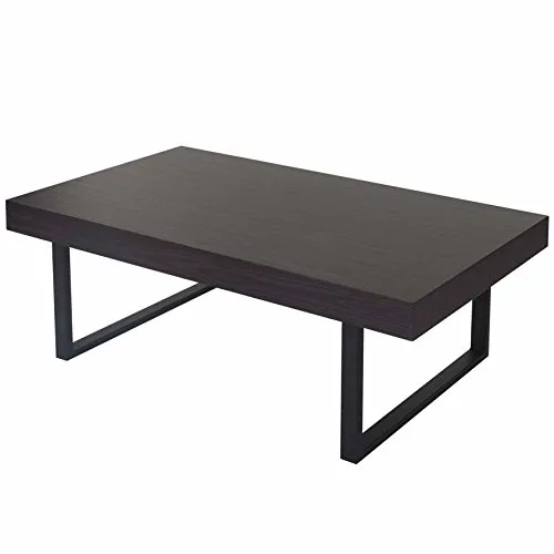 Couchtisch Kos T576 - Wenge, 40x110x60cm mit stabilen Metallfüßen - Beistelltisch fürs Wohnzimmer, MVG-zertifiziert mit verstellbaren Füßen für optimale Stabilität und Pflegeleichtigkeit. Ideales Design für modernen Wohnstil.