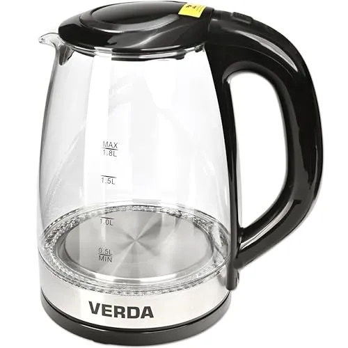 Wasserkocher 1,7L/1,8L (2200W) Edelstahl, LED-Beleuchtung, Kalkfilter, OneTouch-Verschluss, Kabelaufwicklung, Glas, 100% BPA FREI (SN0618L-5)
