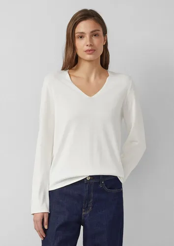 s.Oliver Longpullover mit V-Ausschnitt in Beige XXXL (46) - Eleganter Feinstrickpullover aus 50% Baumwolle und 50% Viskose. Ideal für stilvolle Lagenlooks und höchsten Tragekomfort. Perfekt für den Alltag und besondere Anlässe.