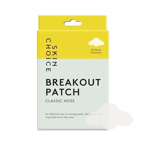 SKIN CHOICE Pore Strips - Breakout Patch XL Hydrokolloid Mitesserentferner Stripes to Unclog & Shrink Pores, Absorbiert Öl, Mitesser Nase Entfernen, For Pickel und Akne, Vegan (10 Stück)