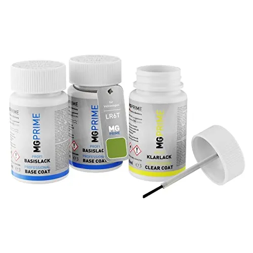 MG PRIME Autolack Lackstift Set für Volkswagen VW LR6T / R6T / 6B Viperngrün Metallic/Viper Green Metallic Grundlack Basislack Klarlack je 50ml