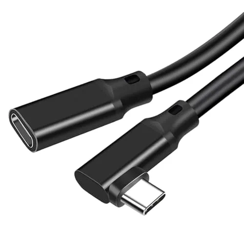 Mitheuum USB-C-Verlängerungskabel, 20 cm, schwarz, PVC, wendbar, USB 3.2 | Everyday USB-C Verlängerung mit PVC-Abschirmung, 20 cm Länge, schwarzes Finish, reversibler Stecker, USB 3.2 Gen2