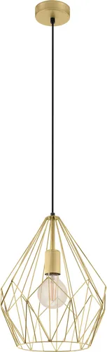 EGLO Pendellampe Carlton - Vintage Hängelampe in Gold matt - Lampen - 1-flammige Pendelleuchte mit geometrischem Drahtgeflecht, ideal für Vintage und Industrial Style. Faszinierendes Licht-Schatten-Spiel für jeden Raum.