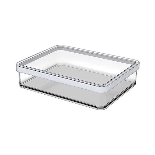 Rotho Loft rechteckige Vorratsdose 1l mit Deckel und Dichtung, Kunststoff (SAN) BPA-frei, transparent/weiss, 1l (20.0 x 15.0 x 4.8 cm)
