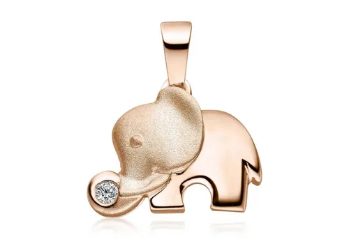 Materia Rosegold Anhänger Elefant - Kettenanhänger Silber 925 mit Zirkonia - Eleganter Damenanhänger in Roségold mit Elefantenmotiv, verziert mit funkelndem Zirkonia. Ideal als Geschenk, inklusive Schmuckbox und passend für Ketten bis 3mm.