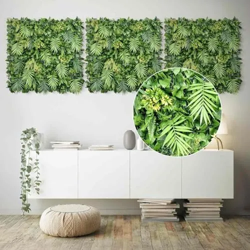 JELLE & JACOB Künstliche Pflanzenwand Aloha Garden, 3er Set 100x100 cm - Gestalte deine Wohlfühl-Oase mit der pflegeleichten Pflanzenwand. Ideal für Innen- und Außenbereiche, schafft sie eine harmonische Atmosphäre ohne Pflegeaufwand. Perfekt als stilvolle Raumgestaltung und Sichtschutz.