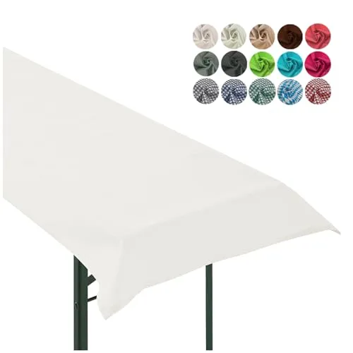 heimtexland ® Tischdecke Bierzeltgarnitur Biertischdecke Garten Tischdeko Party Event Dekoration Typ861 Weiß 90x240 cm