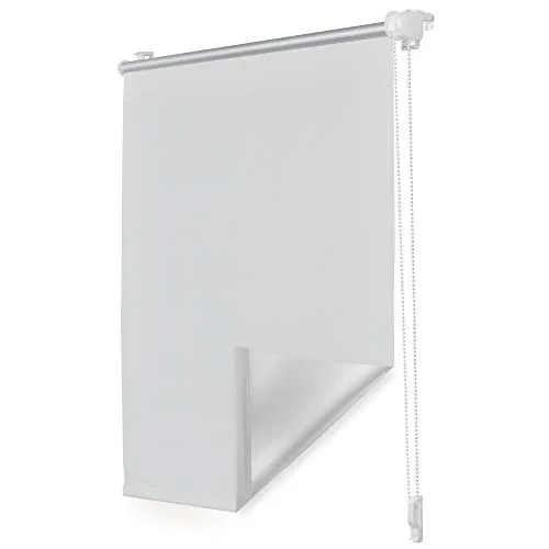 ROOMY Thermo-Rollo Klemmfix ohne Bohren Verdunkelungsrollo mit Montageschiene Hitzeschutzrollo Sichtschutz Weiß, 95 cm x 150 cm (B x L)