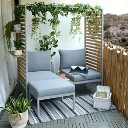 riess-ambiente Balkonlounge COCOONING 2-Sitzer anthrazit mit Hocker