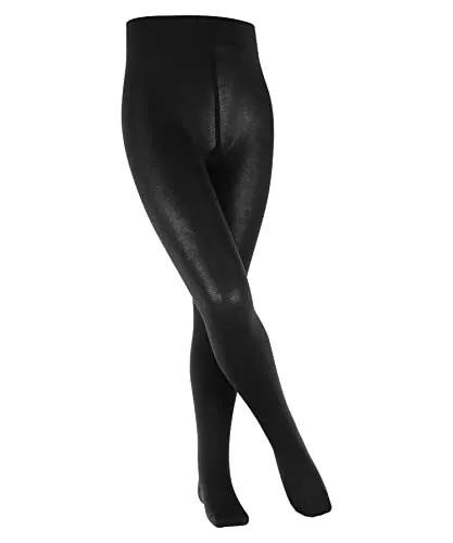 FALKE Unisex Kinder Strumpfhose Cotton Touch K Ti Baumwolle dick einfarbig 1 Stück, Schwarz Black 3000, 122-128
