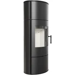 Kratki Kaminofen Rollo Hoch 7 kW - Kaminofen in weißer Innenverkleidung mit effizientem Dreifachluftsystem, ideal für behagliche Wärme und umweltfreundliche Verbrennung.