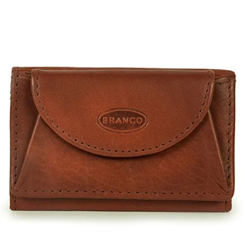 Branco 105, Kleine Geldbörse / Mini Portemonnaie Größe XS aus Leder, für Damen und Herren, Braun