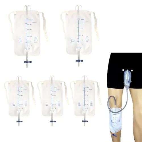 5PCS Urinbeutel Beinbeutel 1000ML mit verstellbaren Riemen