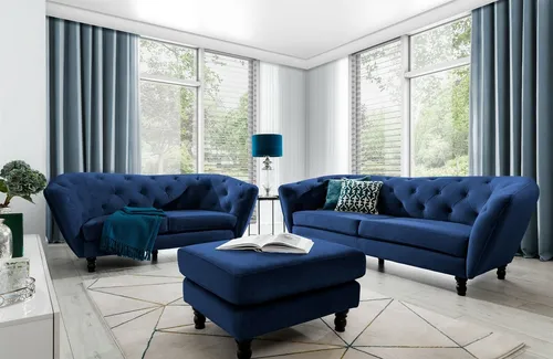 Sofaset Designersofas CHARLOTTE 3-2-1 Dunkelblau in blau von Fun Möbel