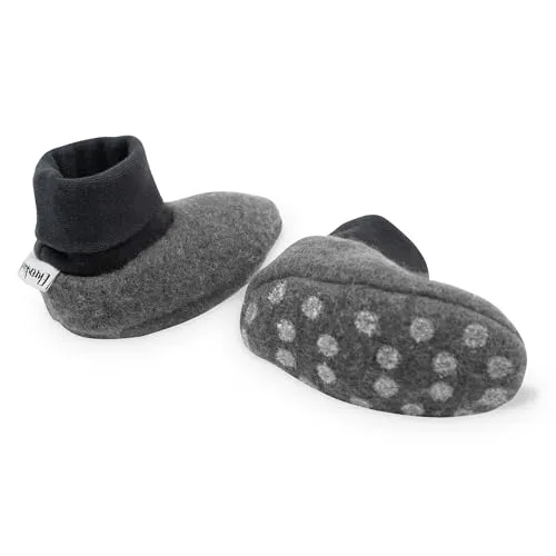 Ehrenkind® Walkschuhe | Krabbelschuhe Babys | Bio-Wolle & Bio-Baumwolle | Standard 100 by Oeko-TEX | Hellgrau 23/24 | Baby Schuhe