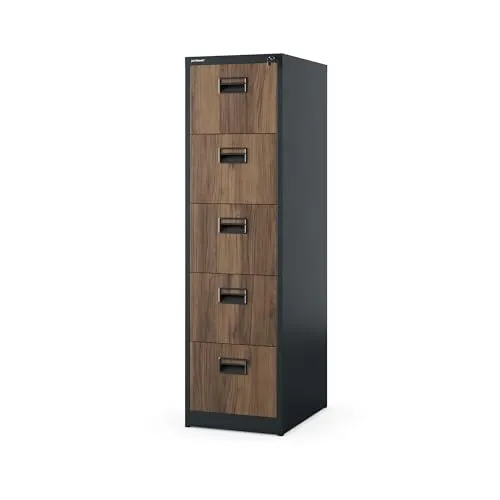 Jan Nowak Hängeregistraturschrank V005 - 5 Schubladen Aktenschrank - Vertikale Büro-Aktenschränke mit 5 Schubladen für sichere und übersichtliche Aufbewahrung. Robuste Stahlblechkonstruktion und Sicherheitszylinderschloss bieten langanhaltenden Schutz für Ihre Akten.