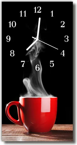 Tulup Glasuhr Wanduhr Küchenuhr Echt-Glas 30x60 Kaffe  Rot in rot von tulup