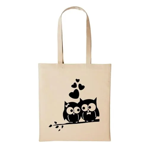 Huuraa Baumwollbeutel Eule Geschenk Einkaufstasche Natural 10 Liter Baumwolle Eule Accessoire