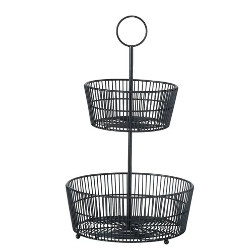 Dekorative schwarze Etagere GEA, zwei Ebenen, H. 44 cm von BOLTZE