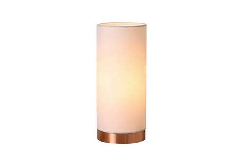 Lindby Tischleuchte Ronja, 1 x 40 W mit Touch-Dimmer - Nachttischleuchte in runder Zylinderform mit schönem Stoffschirm für angenehmes Licht und 3-Stufen-Touch-Dimmer für individuelle Helligkeit.