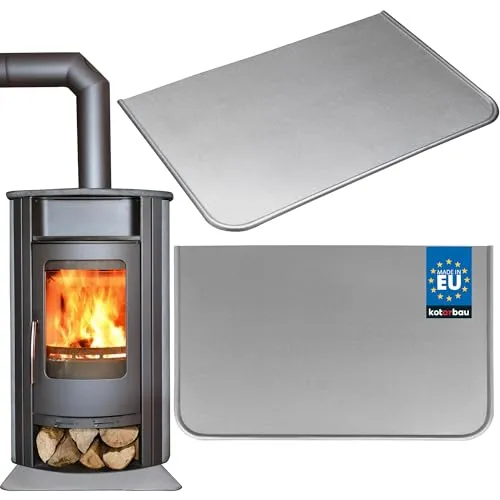 KOTARBAU® Ofen-Bodenblech Bodenschutz für Feuerstellen Silber 450x330 mm