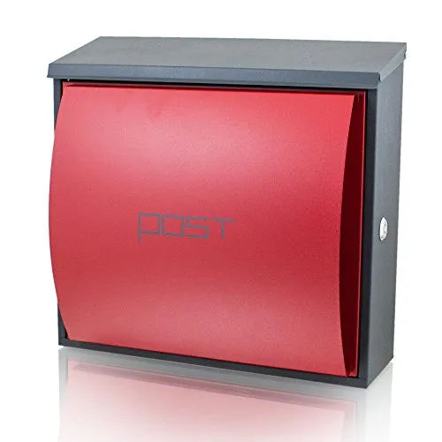 Bituxx Briefkasten mit Seitenentnahme und Zeitungsfach in rot von Bituxx
