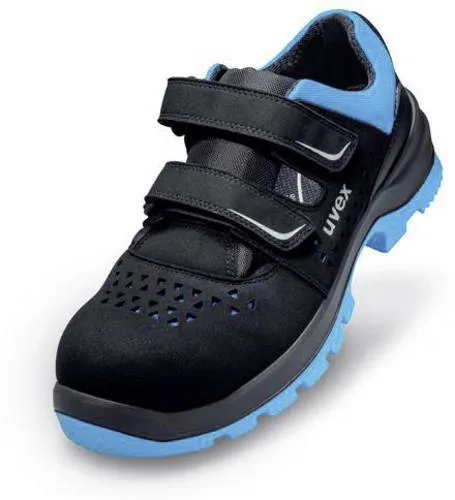 Uvex Sicherheitsschuhe 2 xenova S1, 95538 - Unisex Sandalen in Größe 43 aus strapazierfähigem Microvelours, antistatisch und hitzebeständig bis 120°C. Ideal für Industrie und Handwerk mit rutschfester PU/PU-Laufsohle und Klettverschluss für einfaches An- und Ausziehen.