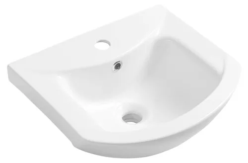 ZERO 45 Keramik-Waschtisch 45,5x40 cm in Weiß - Eleganter Keramik-Waschtisch mit Überlauf, ideal für die Serie ZOJA. Kompakt und stilvoll, perfekt für Ihr Badezimmer. Der Waschtisch wird ohne Zubehör geliefert.