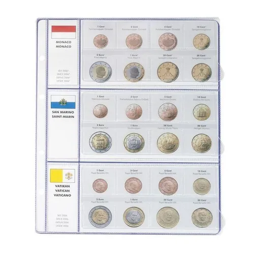 Lindner 8450-13 Vordruckblatt EURO COLLECTION: Kursmünzensätze Monaco/San Marino