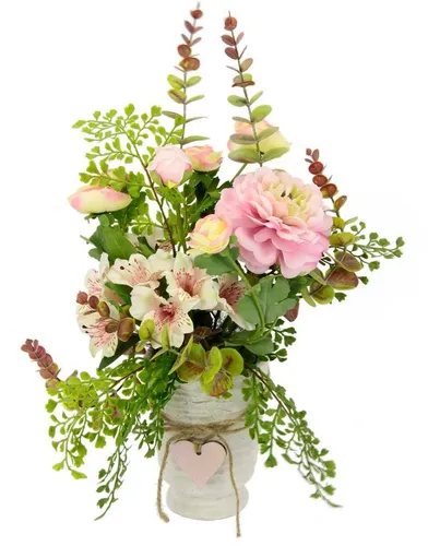 Kunstblume Arrangement Blüten/Ranunkel von I.GE.A. - 44 cm - Kunstblumen Arrangement in Handarbeit, ideal für jede Einrichtung. Der Keramiktopf sorgt für sicheren Stand und bringt frische Farben ins Zuhause.