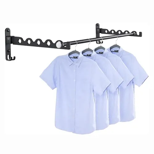 MEIJO Klappbarer Wand Kleiderständer – Praktischer Kleiderhaken für jeden Raum - Kleiderhaken aus hochwertiger Aluminiumlegierung, wasserdicht und feuchtigkeitsbeständig. Ideal zum Lüften und Trocknen von Kleidung in Badezimmer, Balkon oder Waschküche.