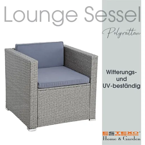 ESTEXO Polyrattan Gartensessel – Bequemer Loungesessel für den Garten - Moderne Lounge-Stühle für die Terrasse, witterungs- und UV-beständig mit bequemen Armlehnen; ideal für entspannte Stunden im Freien.