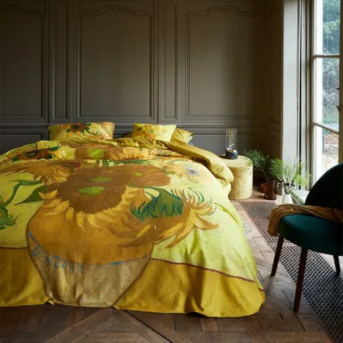 Bedding House Satin-Bettwäsche Tournesol Yellow - Bettwäsche aus 100% Baumwolle, Größe 135x200cm und 80x80cm, pflegeleicht und bei 60 Grad waschbar – ideal für einen erholsamen Schlaf.